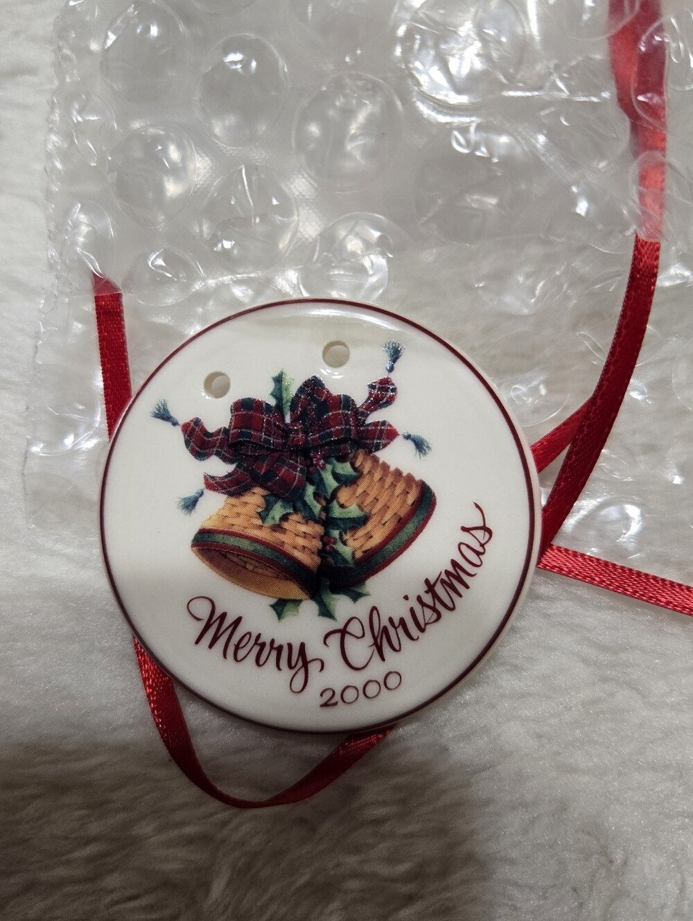 Longaberger Merry Christmas 2000 Basket Tie On Trim Accessory NIB Made In USA